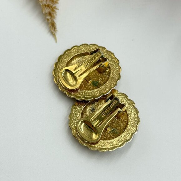 Vintage ALFRED SUNG Black Anchor Clip On Earrings - Picture 3 of 4